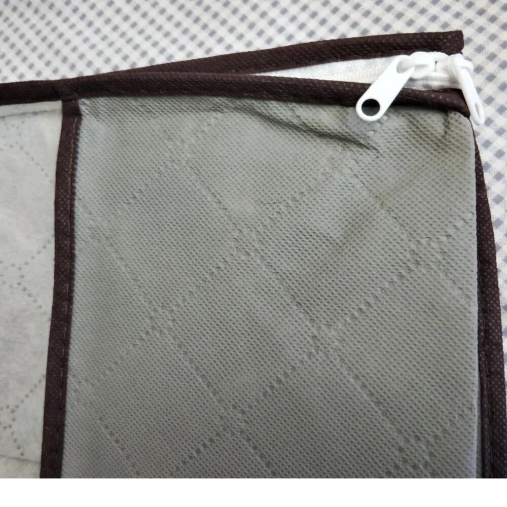 2 Pack Foldable Clear Window Grey Zippered Storage Bag Size 16x11x 18 NWOT